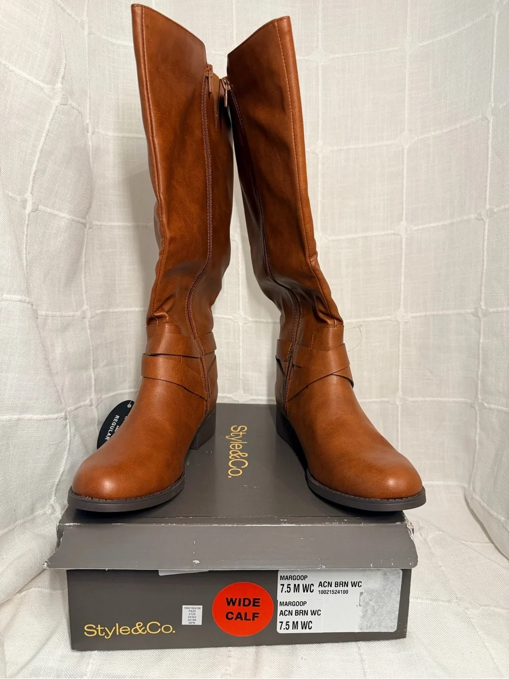 NWT Style & Co Margoo Acorn Brown Wide Calf Riding Boots 7.5M